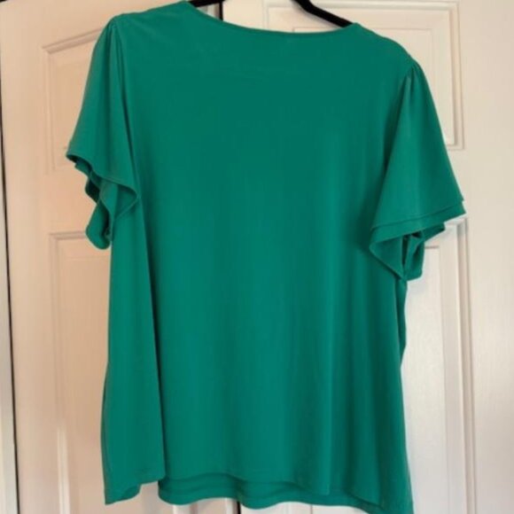 V-Neck Short Flutter Sleeve Top - Picture 2 of 3
